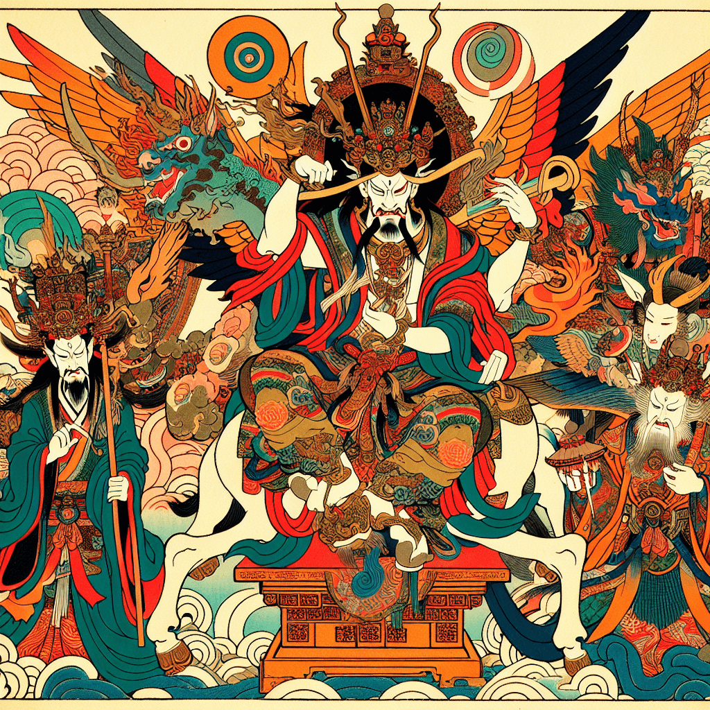 Illustrate the deities and antagonists in 'The Journey to the West'.
