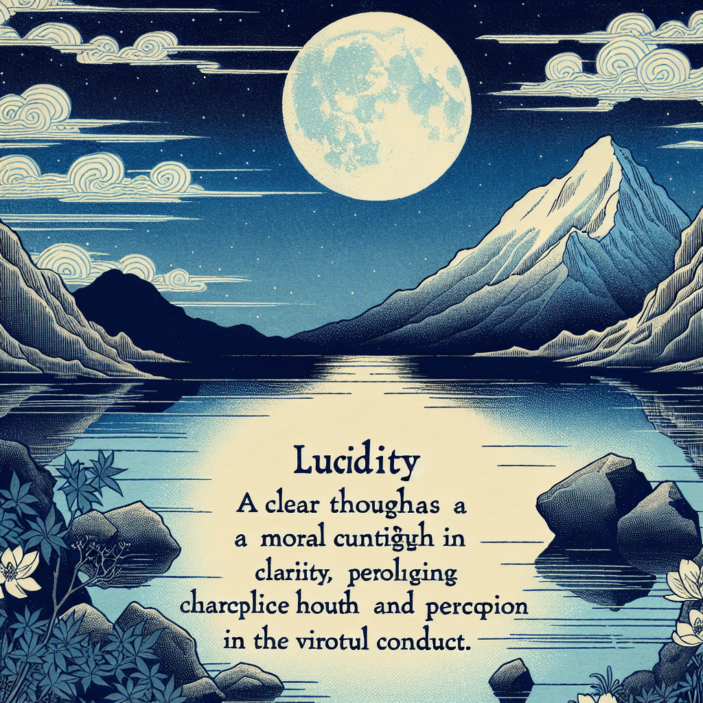 Create an image that symbolizes lucidity as a moral virtue, capturing clarity of thought and perception as guiding principles for ethical behavior.