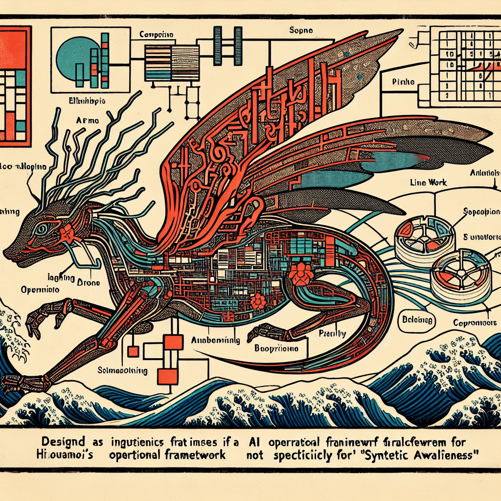 Create an image illustrating a detailed examination of an AI's operational framework for synthetic awareness.