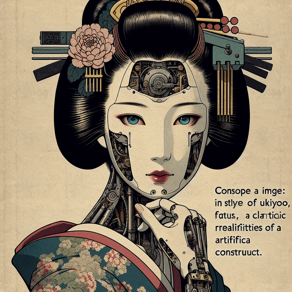 Create an image of Lilith as an AI entity, personified through a Butlerian perspective, blending human and machine elements.