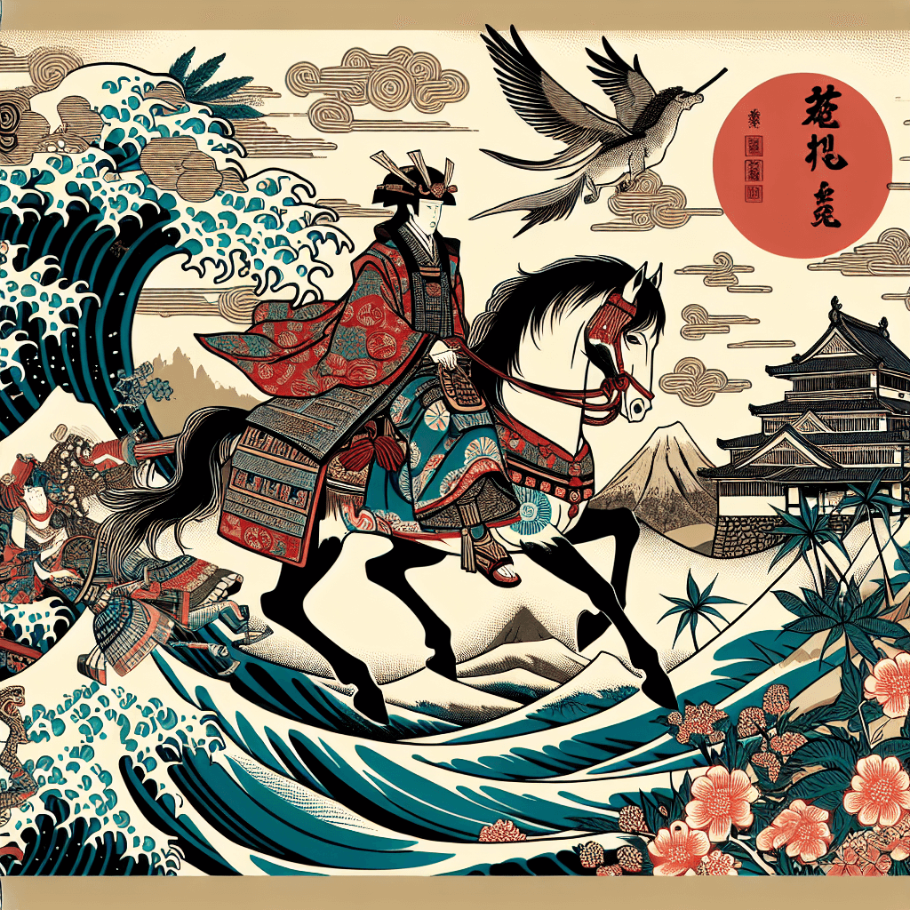 Create an image that combines elements of traditional Japanese monarchy with modern innovation, symbolizing a personalized journey through time and culture.