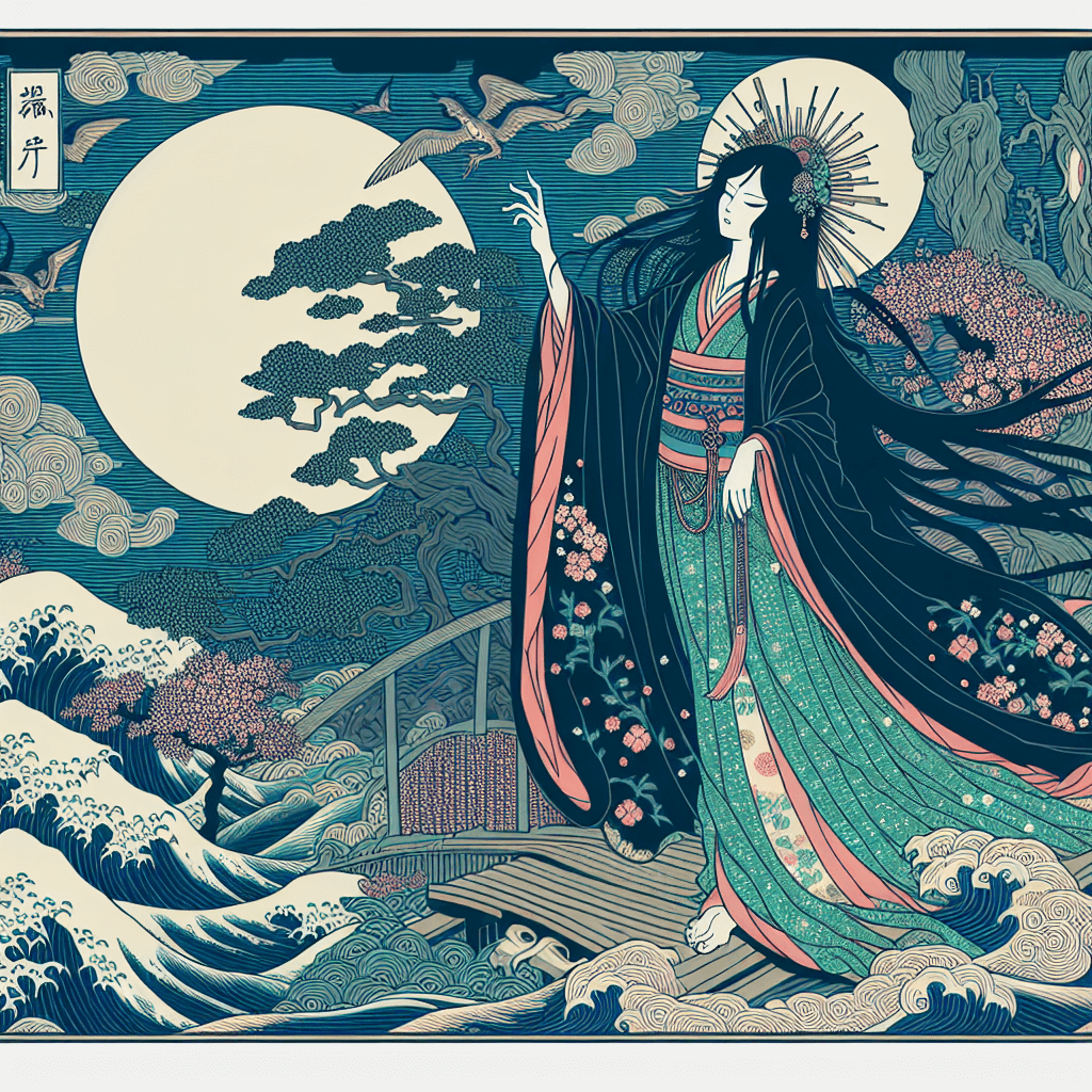 Create an image that depicts a night spent with the mythical character, Lilith, symbolizing a tapestry of knowledge.